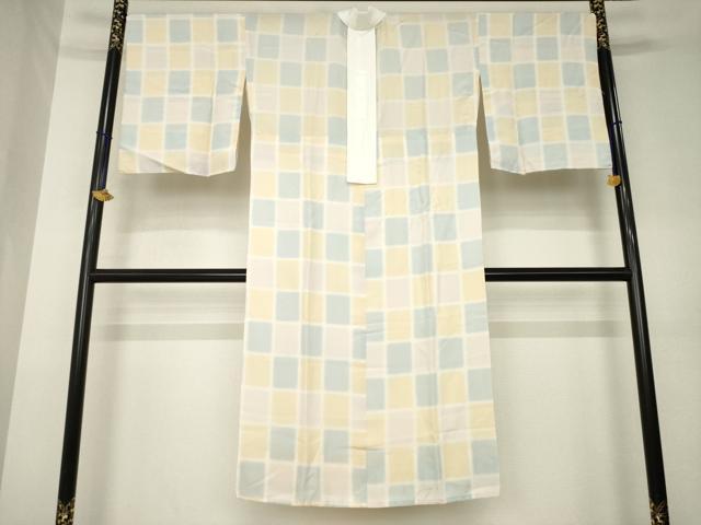 平和屋着物●長襦袢　無双仕立て　市松文　暈し染め　正絹　逸品　AABL1382ck