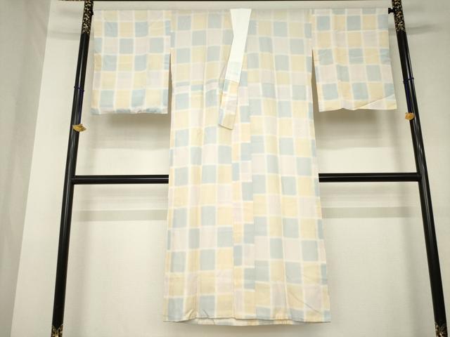 平和屋着物●長襦袢　無双仕立て　市松文　暈し染め　正絹　逸品　AABL1382ck