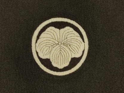 平和屋本店●アンティーク　大正ロマン　黒留袖　駒刺繍　花丸文　金彩　正絹　逸品　AABL1384ck