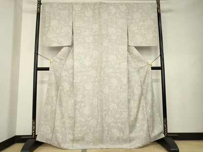 平和屋着物●上質な小紋　花唐草文　正絹　逸品　AABL1390ck