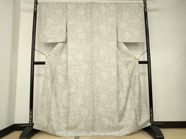 平和屋着物●上質な小紋　花唐草文　正絹　逸品　AABL1390ck
