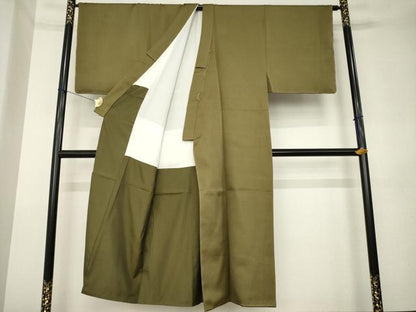 平和屋着物●男性　色無地　媚茶色　正絹　逸品　AABL1394ck