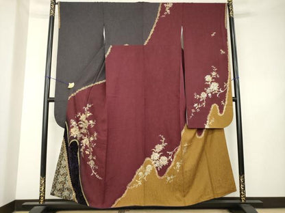 平和屋着物●豪華振袖　刺繍　更紗花文　ベロア　金銀糸　金銀彩　やまと誂製　正絹　逸品　AABL1396ck