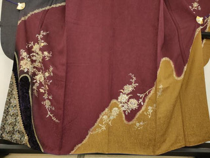 平和屋着物●豪華振袖　刺繍　更紗花文　ベロア　金銀糸　金銀彩　やまと誂製　正絹　逸品　AABL1396ck
