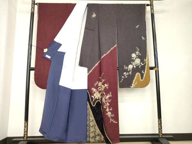 平和屋着物●豪華振袖　刺繍　更紗花文　ベロア　金銀糸　金銀彩　やまと誂製　正絹　逸品　AABL1396ck