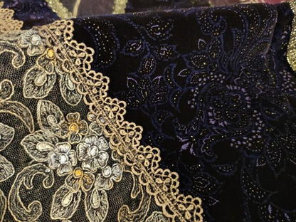 平和屋着物●豪華振袖　刺繍　更紗花文　ベロア　金銀糸　金銀彩　やまと誂製　正絹　逸品　AABL1396ck