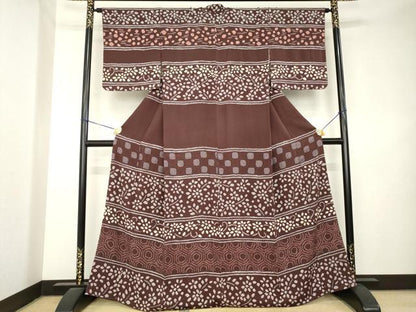 平和屋着物●訪問着　総絞り　横段文　正絹　逸品　AABL1397ck