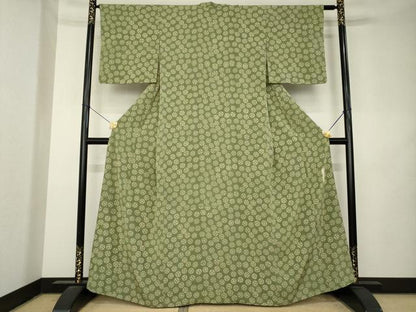 平和屋着物●本草木染　昭三　小紋　吉祥花丸文　正絹　逸品　AABL1403ck