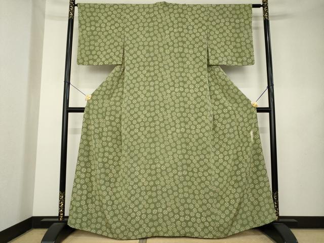 平和屋着物●本草木染　昭三　小紋　吉祥花丸文　正絹　逸品　AABL1403ck