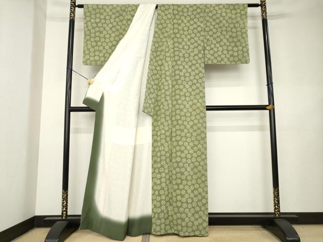 平和屋着物●本草木染　昭三　小紋　吉祥花丸文　正絹　逸品　AABL1403ck