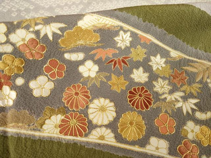 平和屋着物●訪問着　絞り　駒刺繍　吉祥花文　正絹　逸品　AABL1405ck