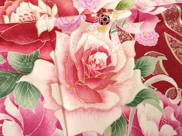 平和屋着物●豪華振袖　駒刺繍　花蝶文　暈し染め　金彩　正絹　逸品　AABL1406ck