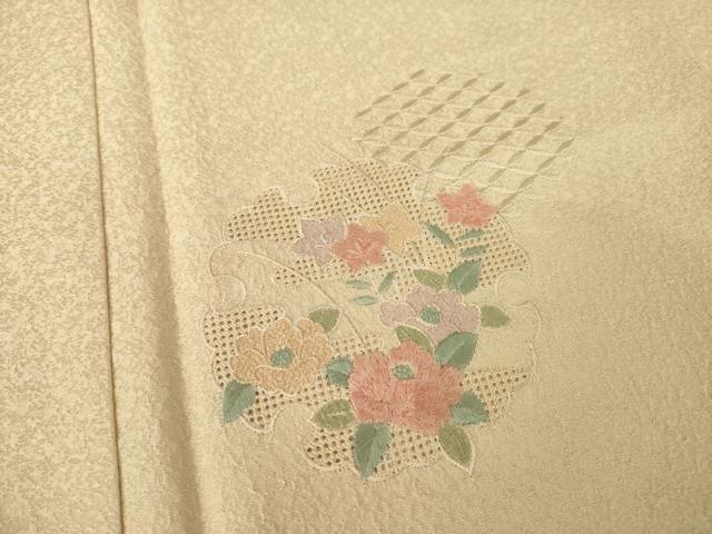 平和屋着物●訪問着　総刺繍　中国三大刺繍　スワトウ刺繍　汕頭刺繍　雪輪花文　暈し染め　正絹　逸品　AABL1409ck