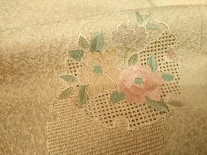 平和屋着物●訪問着　総刺繍　中国三大刺繍　スワトウ刺繍　汕頭刺繍　雪輪花文　暈し染め　正絹　逸品　AABL1409ck