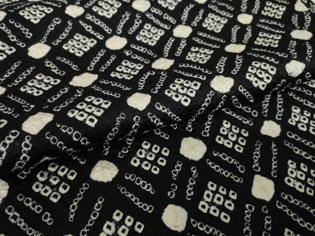 平和屋着物●上質な小紋　総絞り　七宝文　黒地　正絹　逸品　AABL1410ck