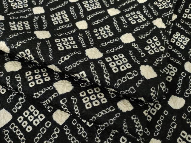平和屋着物●上質な小紋　総絞り　七宝文　黒地　正絹　逸品　AABL1410ck