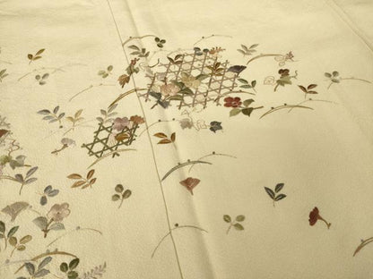 平和屋着物●訪問着　総刺繍　中国三大刺繍　汕頭刺繍　スワトウ刺繍　花籬文　金糸　正絹　逸品　AABL1413ck