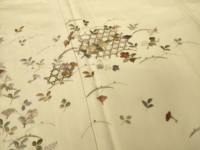 平和屋着物●訪問着　総刺繍　中国三大刺繍　汕頭刺繍　スワトウ刺繍　花籬文　金糸　正絹　逸品　AABL1413ck