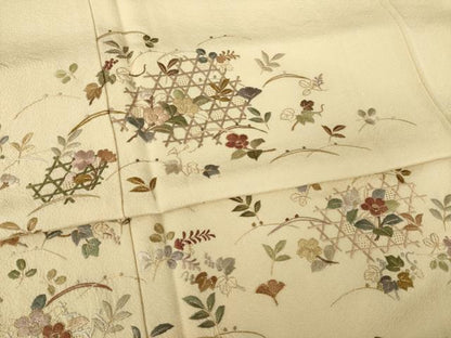 平和屋着物●訪問着　総刺繍　中国三大刺繍　汕頭刺繍　スワトウ刺繍　花籬文　金糸　正絹　逸品　AABL1413ck