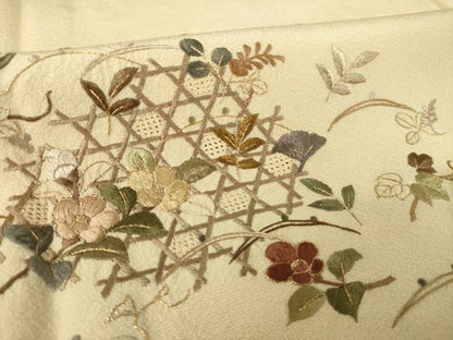 平和屋着物●訪問着　総刺繍　中国三大刺繍　汕頭刺繍　スワトウ刺繍　花籬文　金糸　正絹　逸品　AABL1413ck