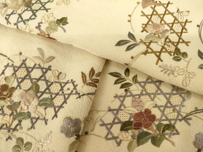 平和屋着物●訪問着　総刺繍　中国三大刺繍　汕頭刺繍　スワトウ刺繍　花籬文　金糸　正絹　逸品　AABL1413ck