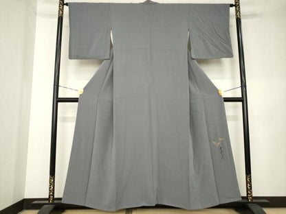 平和屋着物●染色作家　斉藤三才　色無地　煤色　正絹　逸品　AABL1414ck