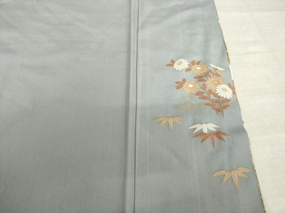 平和屋着物●訪問着　駒刺繍　御所車花文　金彩　正絹　逸品　AABL1417ck