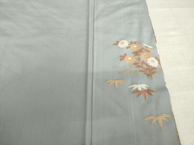 平和屋着物●訪問着　駒刺繍　御所車花文　金彩　正絹　逸品　AABL1417ck