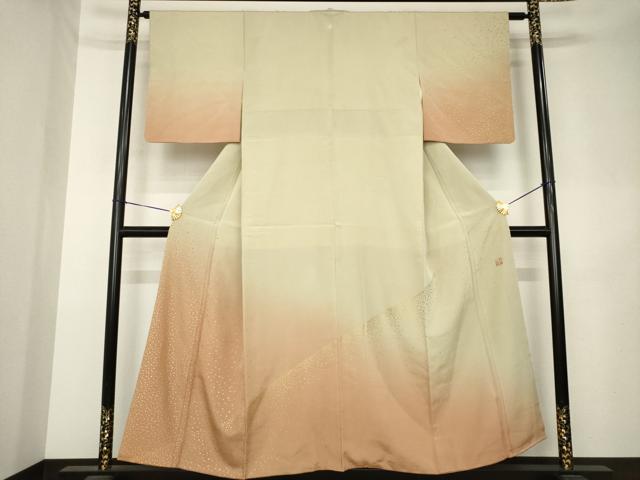 平和屋着物●人間国宝　福田喜三郎　訪問着　箔散らし文様　暈し染め　金彩　正絹　逸品　AABL1418ck