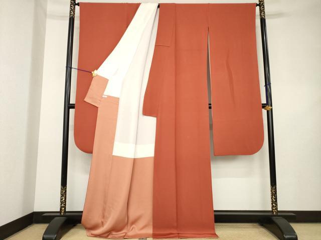 平和屋着物●豪華振袖　色無地　樺色　正絹　逸品　AABL1422ck