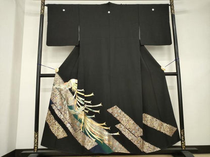 平和屋着物●豪華黒留袖　鳳凰花文　暈し染め　金彩　正絹　逸品　AABL1423ck