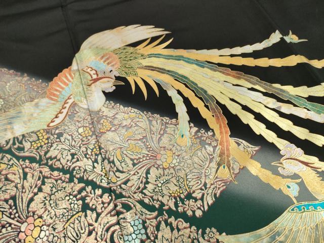 平和屋着物●豪華黒留袖　鳳凰花文　暈し染め　金彩　正絹　逸品　AABL1423ck