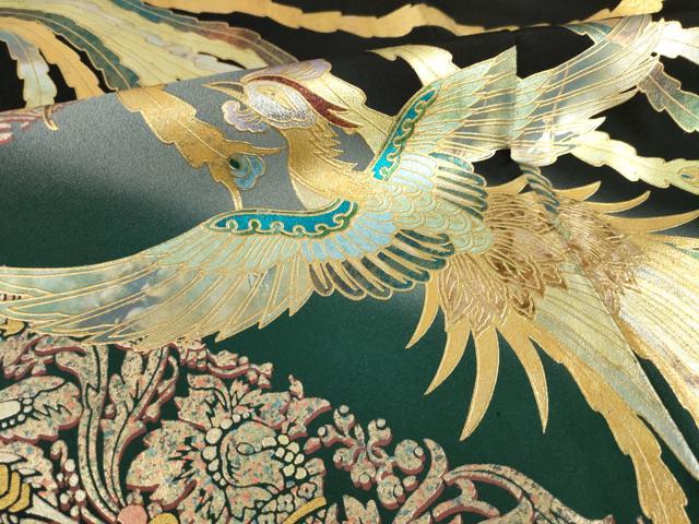 平和屋着物●豪華黒留袖　鳳凰花文　暈し染め　金彩　正絹　逸品　AABL1423ck