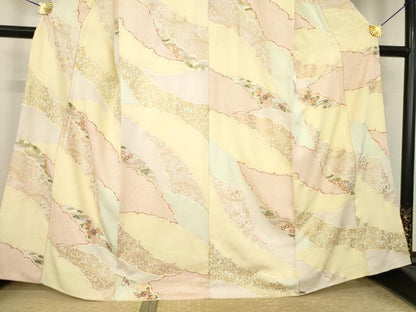平和屋着物●上質な小紋　雪輪重ね花文　金彩　正絹　逸品　AABL1429ck
