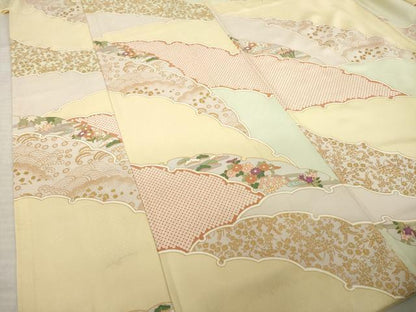 平和屋着物●上質な小紋　雪輪重ね花文　金彩　正絹　逸品　AABL1429ck
