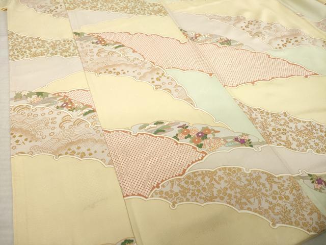 平和屋着物●上質な小紋　雪輪重ね花文　金彩　正絹　逸品　AABL1429ck