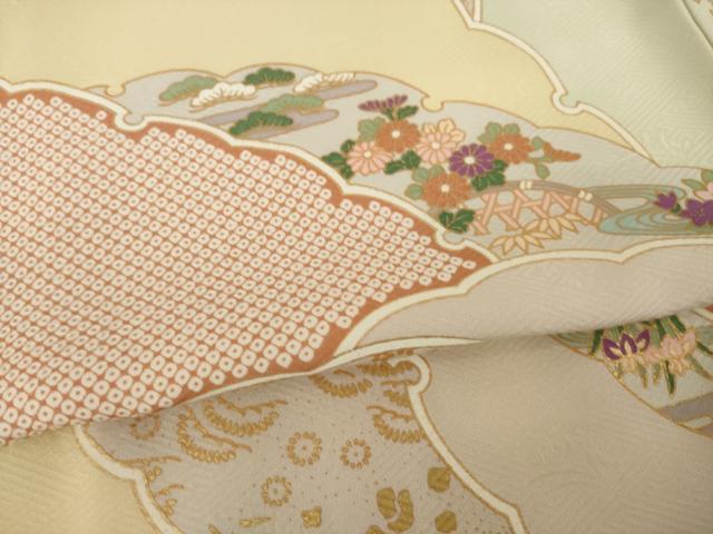 平和屋着物●上質な小紋　雪輪重ね花文　金彩　正絹　逸品　AABL1429ck