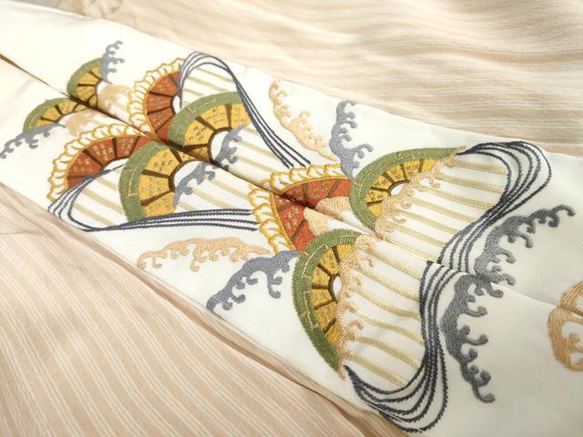 平和屋着物●長襦袢　無双仕立て　縞　半衿刺繍　正絹　逸品　AABL1431ck
