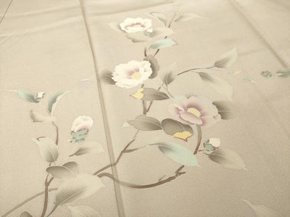 平和屋着物●訪問着　友禅　作家物　枝花文　正絹　逸品　AABL1433ck