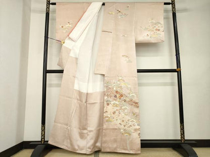 平和屋着物●創業460年・千總　訪問着　駒刺繍　吉祥花文　暈し染め　金彩　反端付き　正絹　逸品　AABL1434ck