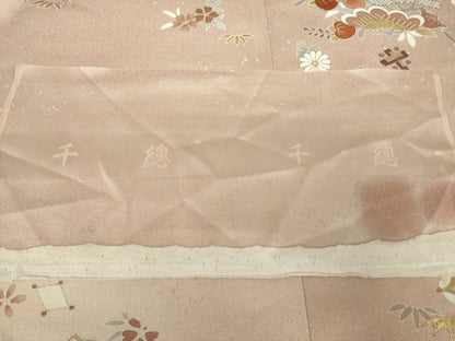 平和屋着物●創業460年・千總　訪問着　駒刺繍　吉祥花文　暈し染め　金彩　反端付き　正絹　逸品　AABL1434ck