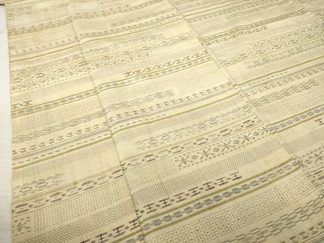 平和屋着物●上質な紬　横段文　正絹　逸品　AABL1436ck