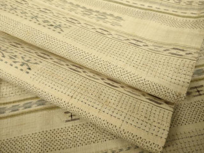 平和屋着物●上質な紬　横段文　正絹　逸品　AABL1436ck