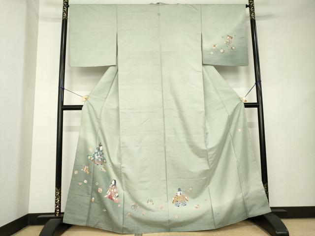 平和屋着物●白山紬　訪問着　友禅　作家物　童子　暈し染め　正絹　逸品　AABL1439ck