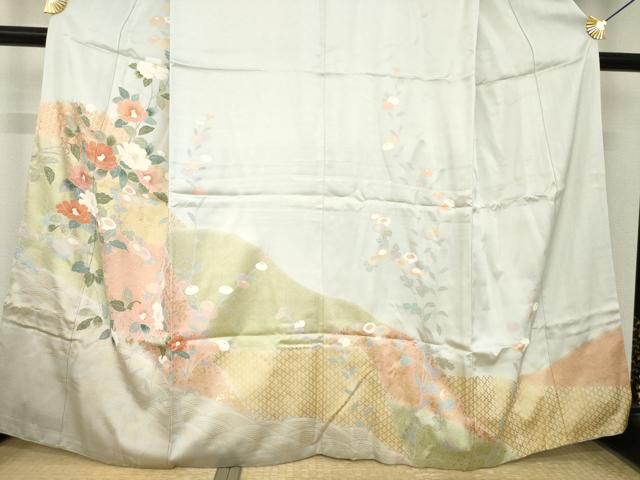 平和屋着物●訪問着　道長草花文　金彩　正絹　逸品　AABL1440ck