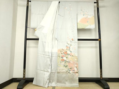 平和屋着物●訪問着　道長草花文　金彩　正絹　逸品　AABL1440ck