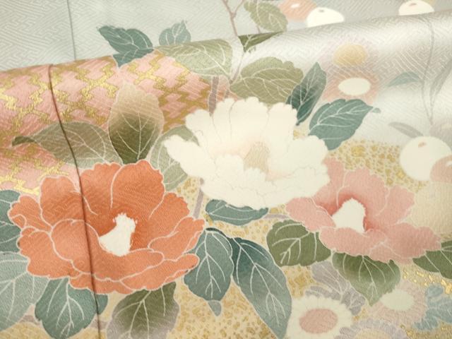 平和屋着物●訪問着　道長草花文　金彩　正絹　逸品　AABL1440ck