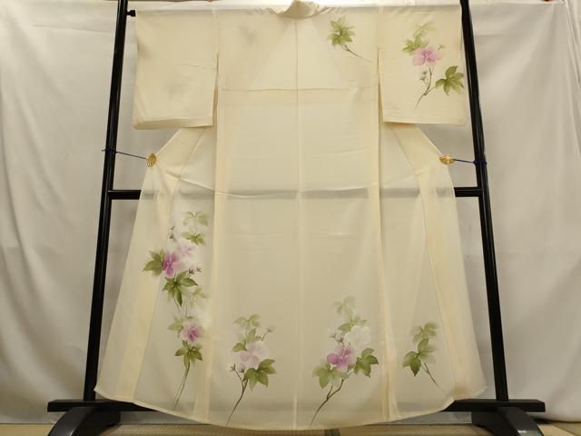 平和屋着物＊夏物　訪問着　絽　手描き　草花文　正絹　逸品　AABL1443st