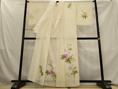 平和屋着物＊夏物　訪問着　絽　手描き　草花文　正絹　逸品　AABL1443st