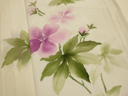 平和屋着物＊夏物　訪問着　絽　手描き　草花文　正絹　逸品　AABL1443st